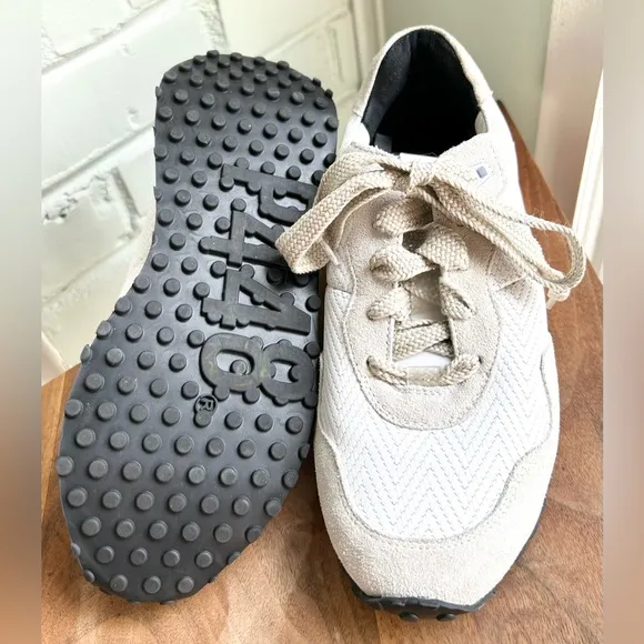 NEW P448 Cancun Rafia Sneaker Neutral White Beige Cream Leather 38 7.5-8