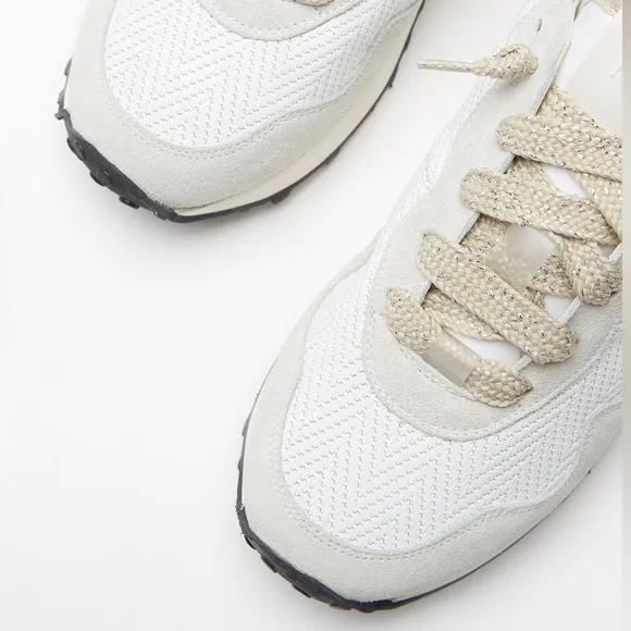 NEW P448 Cancun Rafia Sneaker Neutral White Beige Cream Leather 38 7.5-8