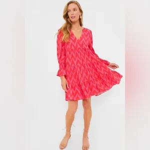 NEW Pomander Place Ikat Kenzo 3/4 Sleeve Mini Dress Hot Pink Medium M NWT