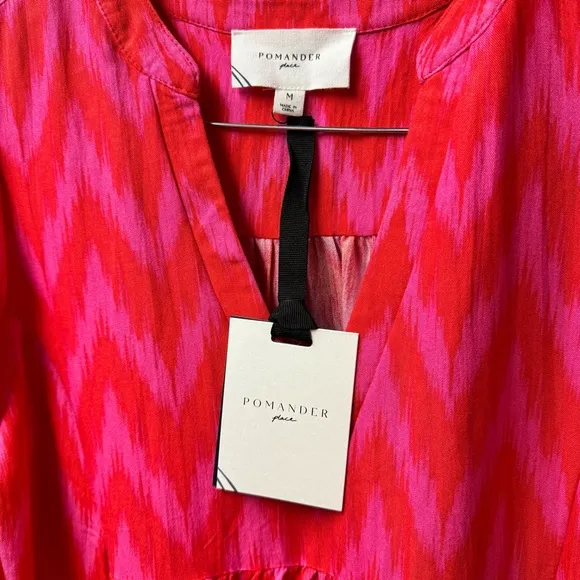 NEW Pomander Place Ikat Kenzo 3/4 Sleeve Mini Dress Hot Pink Medium M NWT