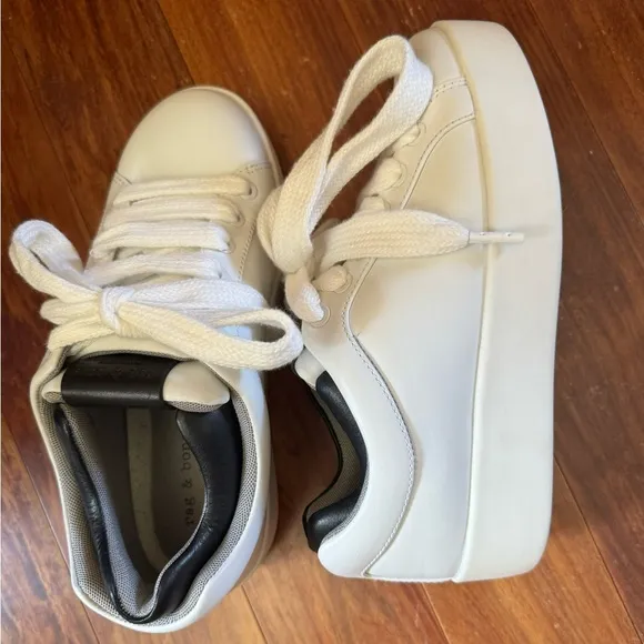 NEW, Rag &amp; Bone Retro Pro White Leather Sneakers Ortholite platform women size 7