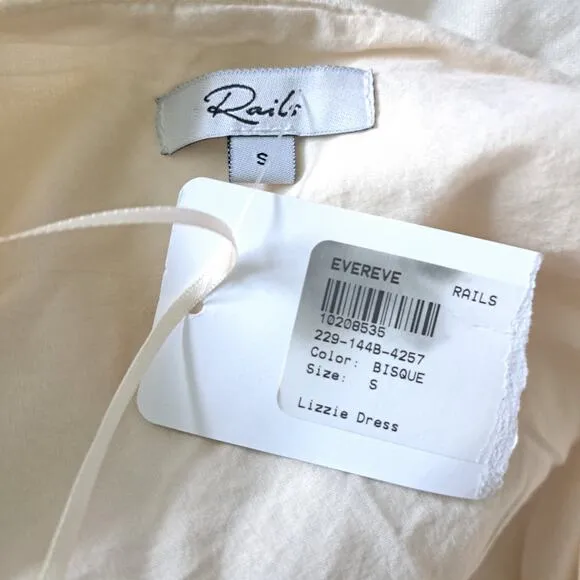 NEW Rails Lizzie Linen Midi Dress Size Small in Bisque Ivory Sundress