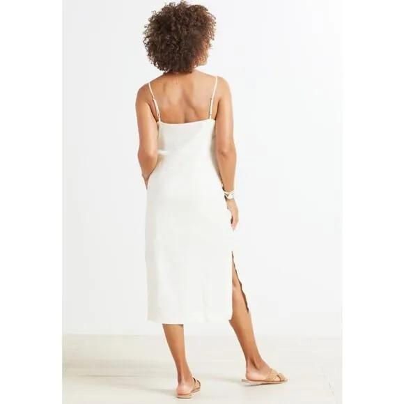 NEW Rails Lizzie Linen Midi Dress Size Small in Bisque Ivory Sundress