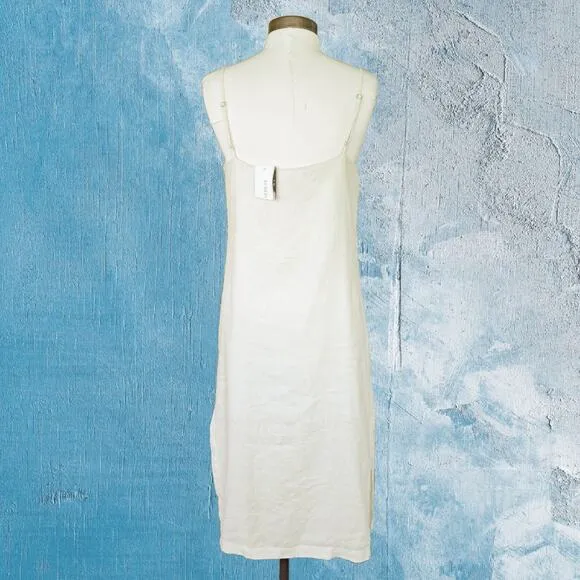 NEW Rails Lizzie Linen Midi Dress Size Small in Bisque Ivory Sundress