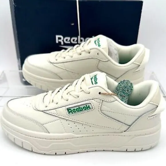 NEW Reebok Tech G Geo Lifestyle Sneakers GENUINE LEATHER Chalk/R/Glen Gr…