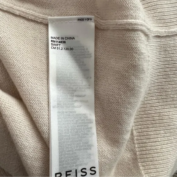 New REISS Milk Swift Wool Blend Open Collar Polo Shirt