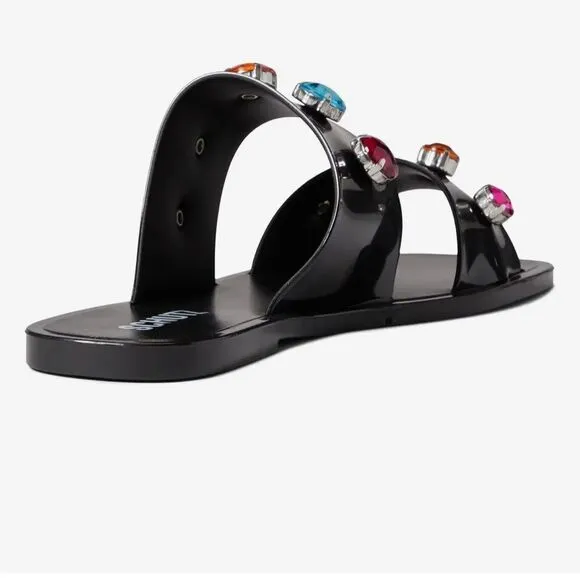 New Schutz Lizzie Crystal side sandal multicolor 10 black