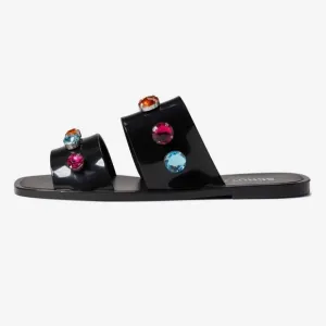 New Schutz Lizzie Crystal side sandal multicolor 10 black