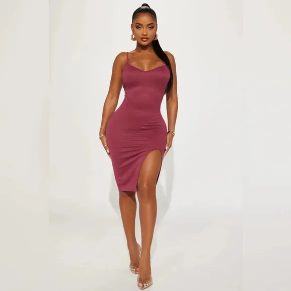 New Side Slit Raspberry Midi Dress Sz S