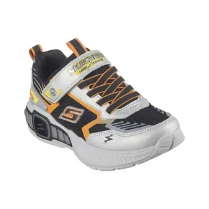 NEW SKECHERS boy's s lights light storm sneakers in silver/black