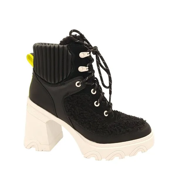 NEW Sorel Brex Heel Cozy Lace Boots Womens 8.5 Shearling Faux Fur Outdoors City