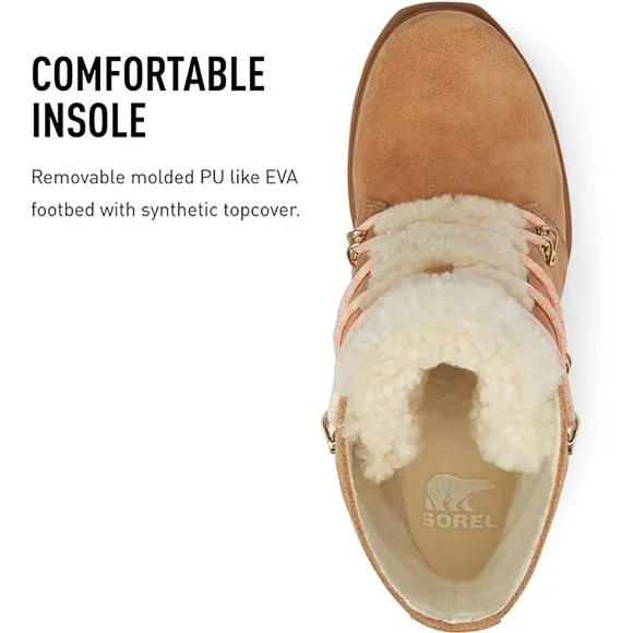 New Sorel Joan of Arctic Wedge III Lace Boot — Waterproof Suede Tawny Buff Sz 6