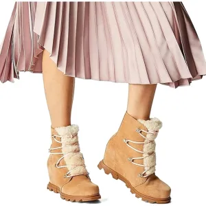 New Sorel Joan of Arctic Wedge III Lace Boot — Waterproof Suede Tawny Buff Sz 6
