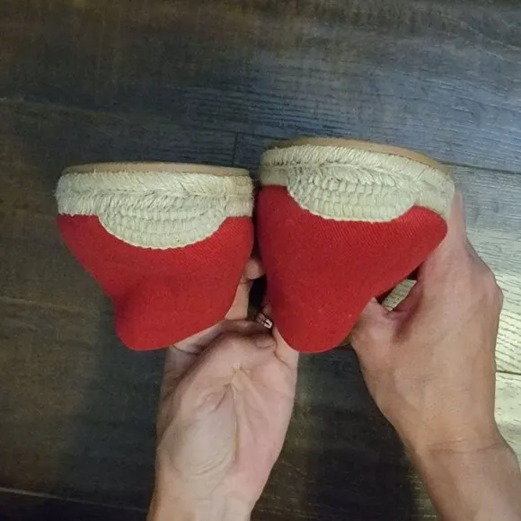 NEW Stuart Weitzman Nugal Espadrille Flats Womens 8.5 Summer Red Chic Designer