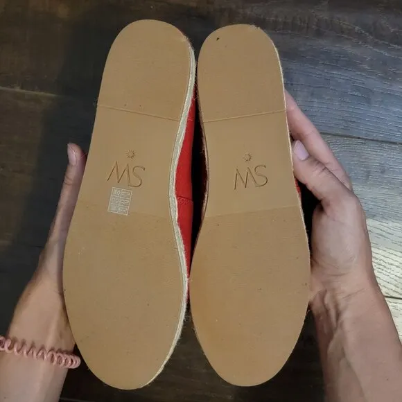 NEW Stuart Weitzman Nugal Espadrille Flats Womens 8.5 Summer Red Chic Designer