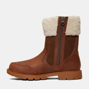 NEW TIMBERLAND Leather Mid Zip Up Boots Dark Brown for women 763mn