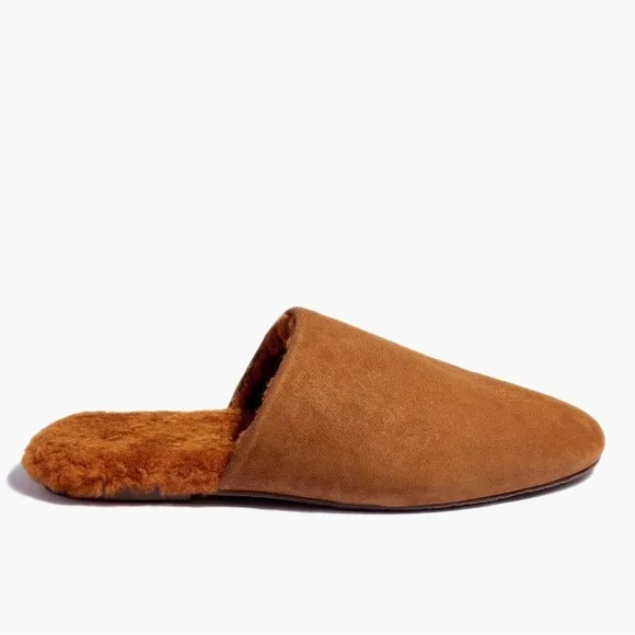 New TKEES Ines Shearling Slide On Mule Sandal Fur Size 7 Flat Loafers