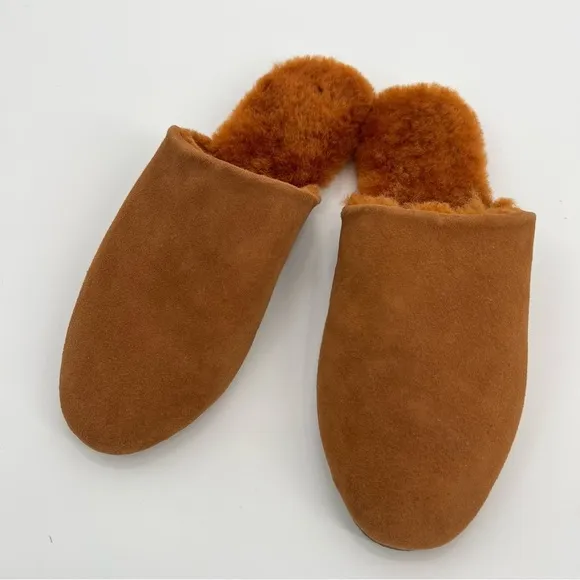 New TKEES Ines Shearling Slide On Mule Sandal Fur Size 7 Flat Loafers