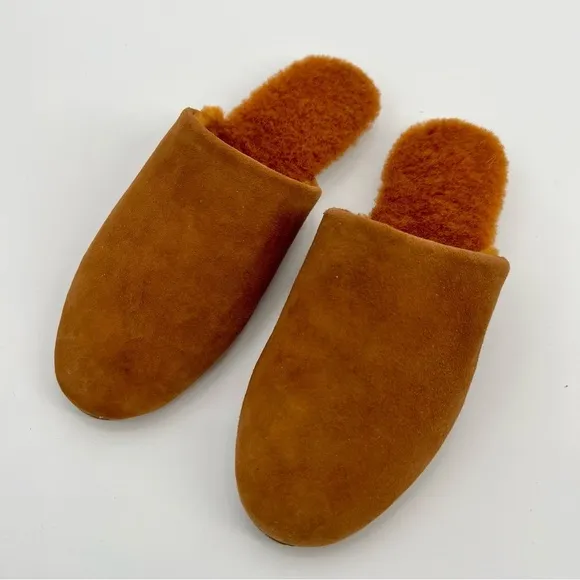 New TKEES Ines Shearling Slide On Mule Sandal Fur Size 7 Flat Loafers