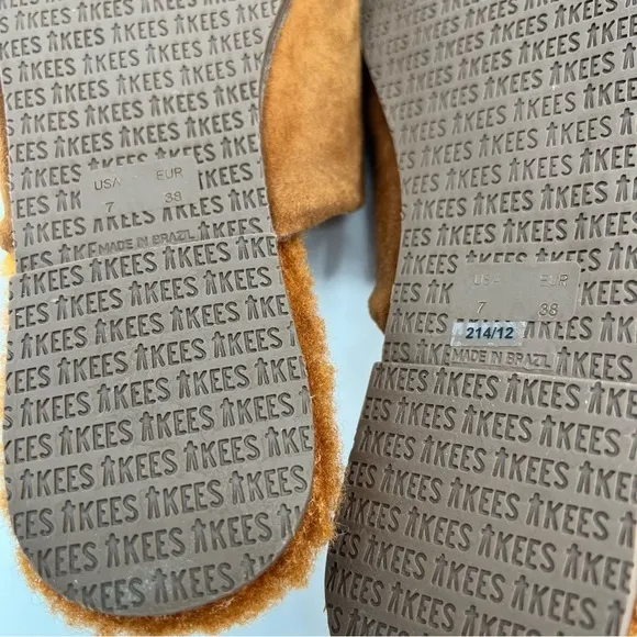 New TKEES Ines Shearling Slide On Mule Sandal Fur Size 7 Flat Loafers