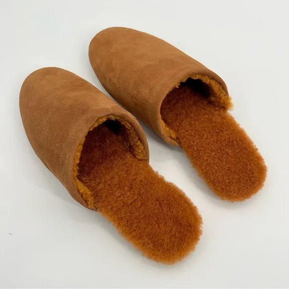 New TKEES Ines Shearling Slide On Mule Sandal Fur Size 7 Flat Loafers