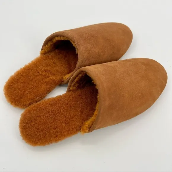 New TKEES Ines Shearling Slide On Mule Sandal Fur Size 7 Flat Loafers