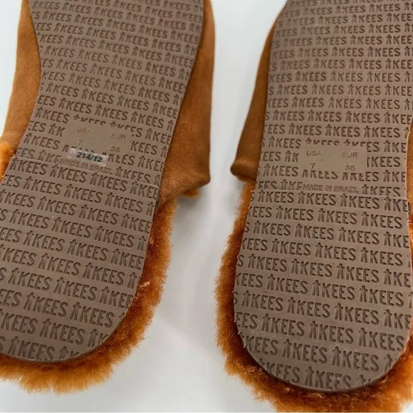 New TKEES Ines Shearling Slide On Mule Sandal Fur Size 7 Flat Loafers