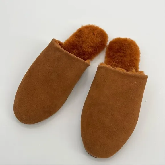 New TKEES Ines Shearling Slide On Mule Sandal Fur Size 7 Flat Loafers