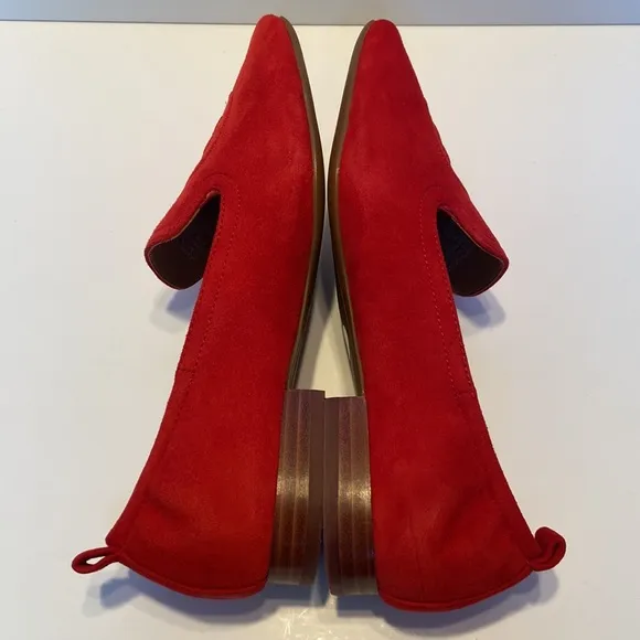 New Tory Burch Leigh Red Suede Loafers Size 6 1/2