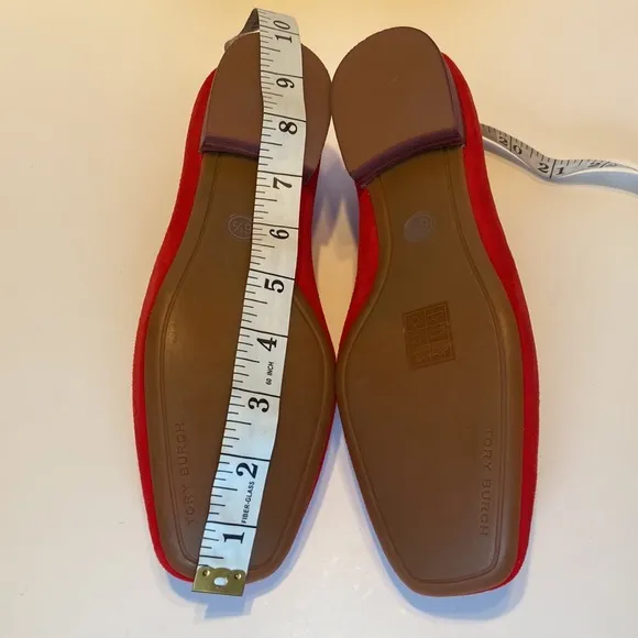 New Tory Burch Leigh Red Suede Loafers Size 6 1/2