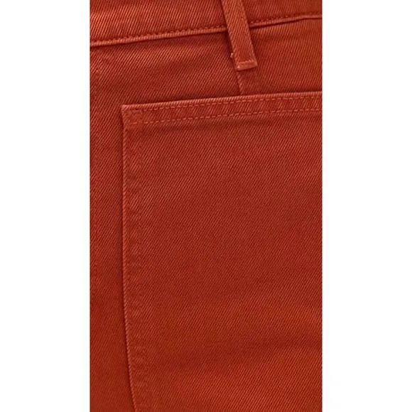 NEW ULLA JOHNSON lou denim flared leg jeans in red ochre