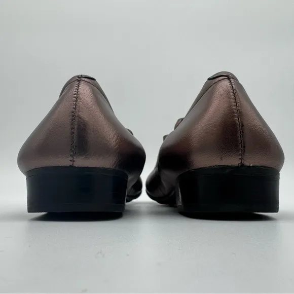 New Walking Cradles Tess Gold/Bronze Leather Comfort Ballet Flats Size 8.5 N