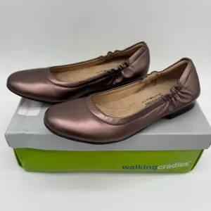 New Walking Cradles Tess Gold/Bronze Leather Comfort Ballet Flats Size 8.5 N