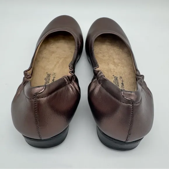 New Walking Cradles Tess Gold/Bronze Leather Comfort Ballet Flats Size 8.5 N