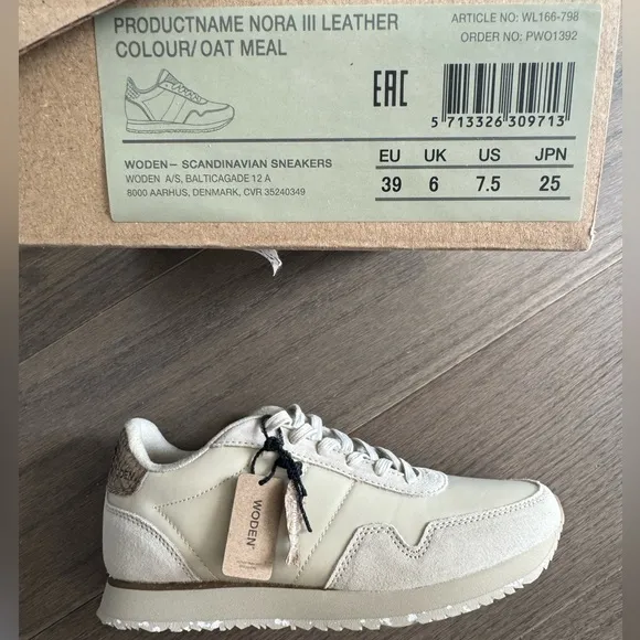 New! 🇩🇰 WODEN sneakers nora III Euro 39 leather nylon low top lace trainers 👟