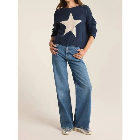 NEW Z SUPPLY sienna star sweater in midnight