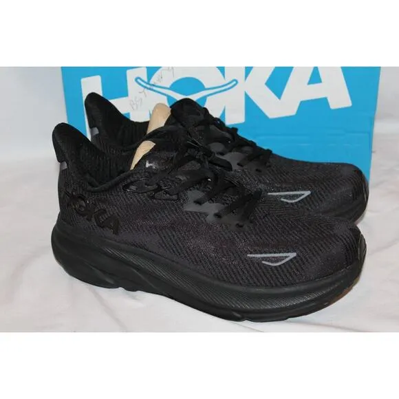 NIB HOKA ONE WOMEN'S CLIFTON 9 BLACK‎ BBLC RUNNING ATHLETIC SNEAKERS