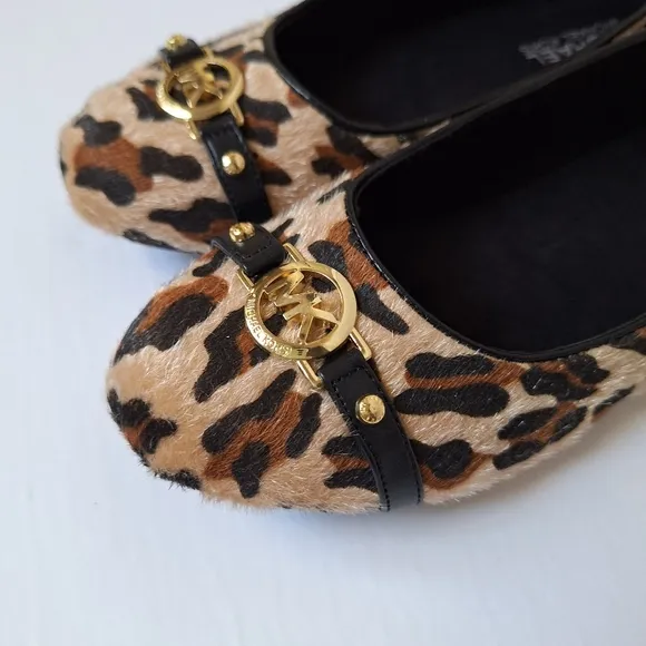 NIB MK Fulton Gia leopard cheetah faux fur ballet flats loafers moccasins