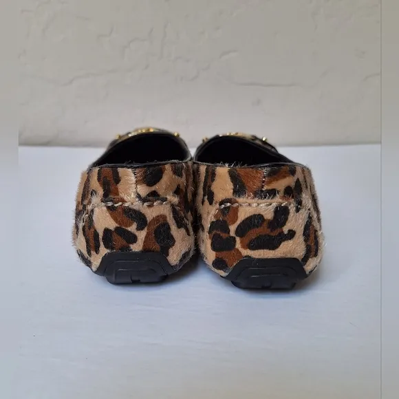 NIB MK Fulton Gia leopard cheetah faux fur ballet flats loafers moccasins