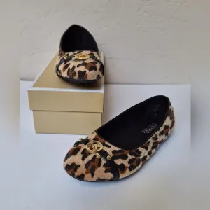 NIB MK Fulton Gia leopard cheetah faux fur ballet flats loafers moccasins