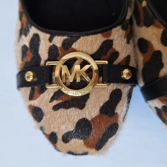 NIB MK Fulton Gia leopard cheetah faux fur ballet flats loafers moccasins