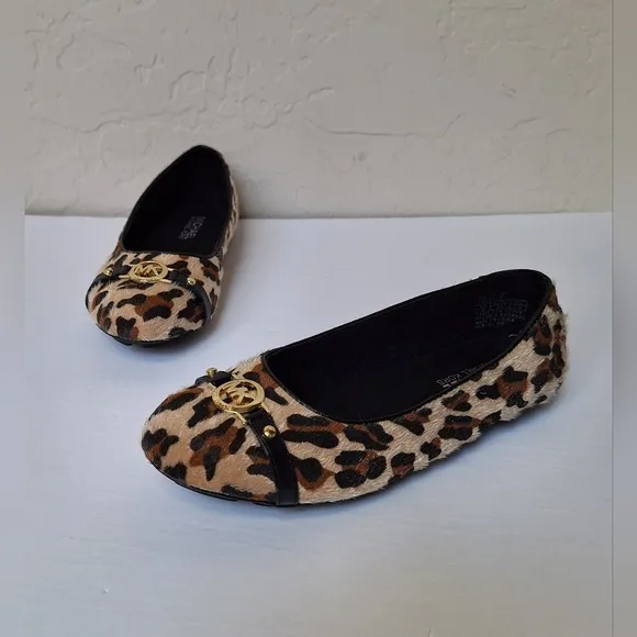 NIB MK Fulton Gia leopard cheetah faux fur ballet flats loafers moccasins