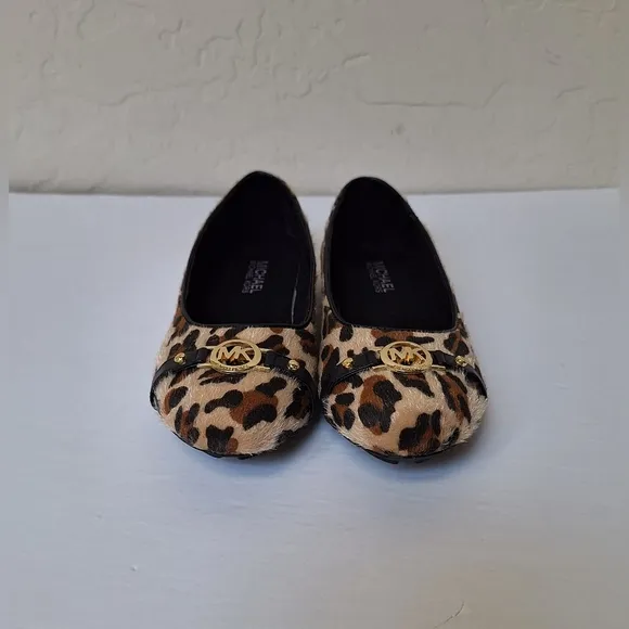 NIB MK Fulton Gia leopard cheetah faux fur ballet flats loafers moccasins