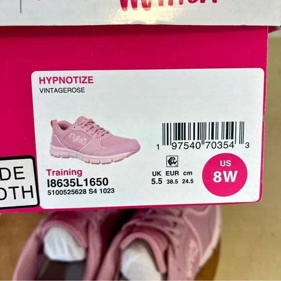 NIB Ryka |  Hypnotize Vintage Pink Mesh Leather Sneakers 19635L 1650 Size 8W