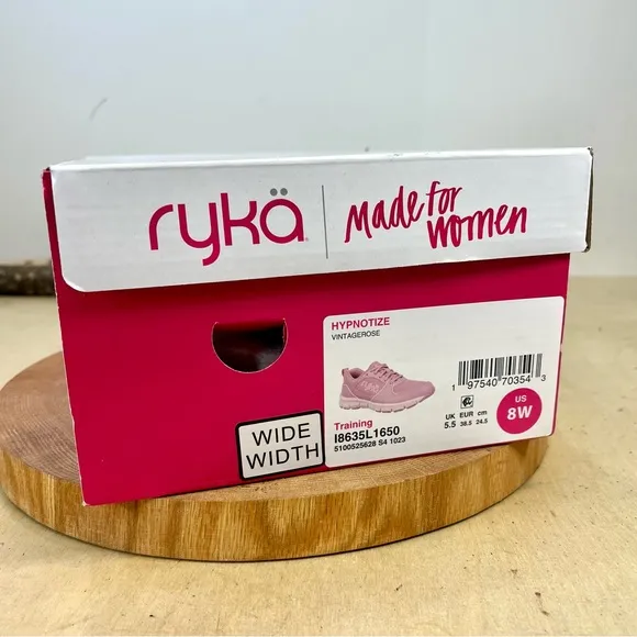 NIB Ryka |  Hypnotize Vintage Pink Mesh Leather Sneakers 19635L 1650 Size 8W