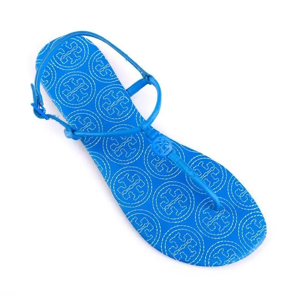 NIB Tory Burch EMMY Thong Leather Sandals Ocean 10-10.5