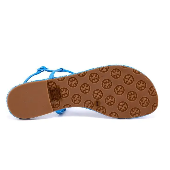NIB Tory Burch EMMY Thong Leather Sandals Ocean 10-10.5