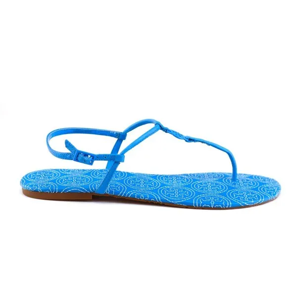 NIB Tory Burch EMMY Thong Leather Sandals Ocean 10-10.5