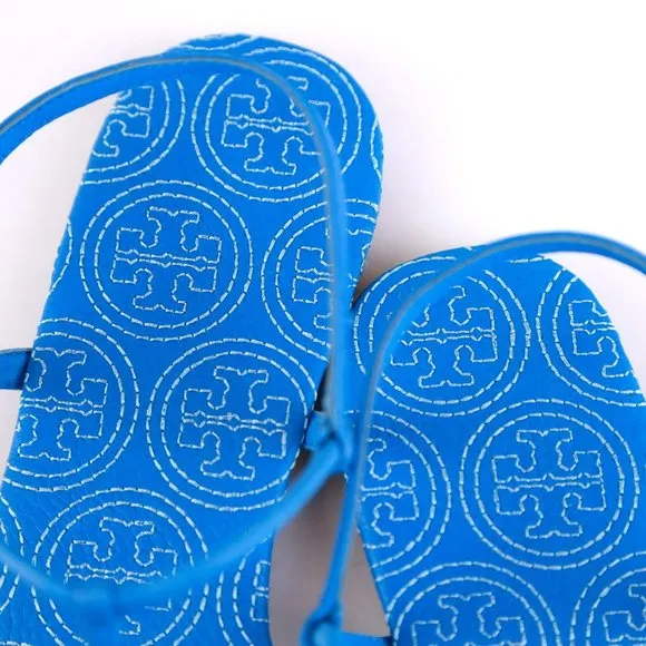 NIB Tory Burch EMMY Thong Leather Sandals Ocean 10-10.5