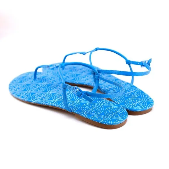 NIB Tory Burch EMMY Thong Leather Sandals Ocean 10-10.5